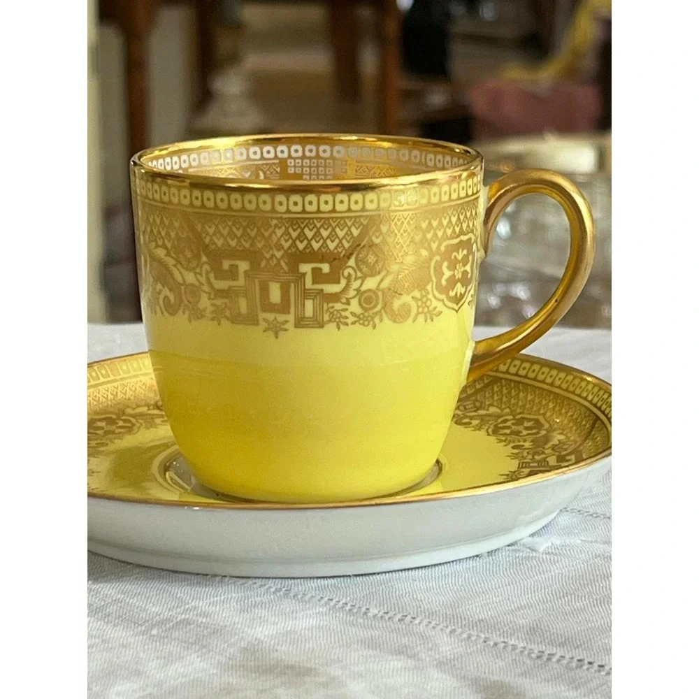 Cauldon China England Yellow Coffee Demitasse for Ovington Bros New York
